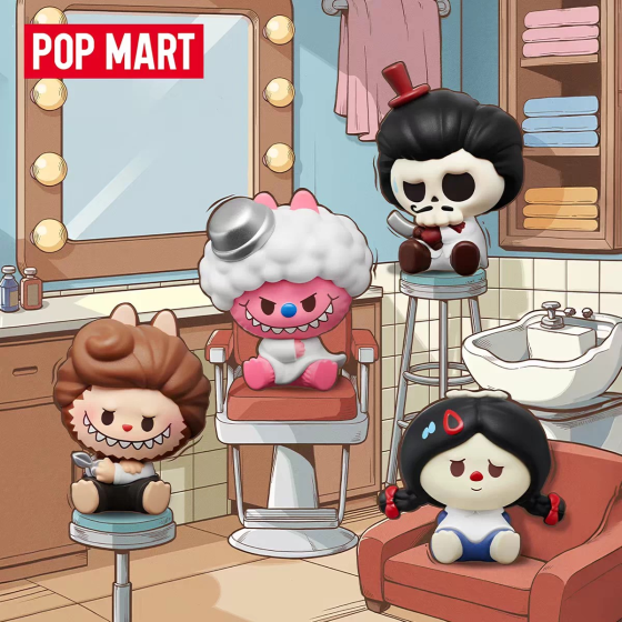 POPMART泡泡玛特泡泡萌粒 THE MONSTERS 复古理发店公仔